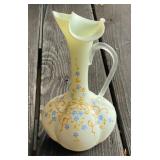 Hand Enameled Satin Glass Ewer