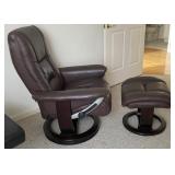 Swivel Pleather Chair w/ Ottoman