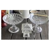 Pattern Glass with Square Lidded Compote