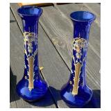 2 - Enameled Floral Vases