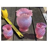 Cranberry Hobnail Vases