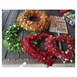 Holiday Wreaths and Santa Stop Sign