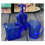 Cobalt Violin Bottle and Pitchers