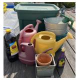 Tote Full of Buckets & Watering Can