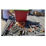 Tote of Tools and Garage Items