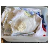Tote of Fabric and Linens