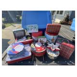 Tote with Lid Full of Seasonal Tins