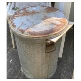 Galvanized Trash Can and Lid