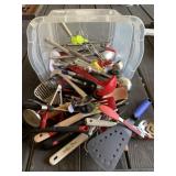 Tote Full of Kitchen Utensils