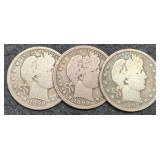 (3) Barber Quarters 1897, 98, 99