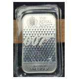 1 Troy Oz. Silver Bar "007 Diamonds Are Forever"