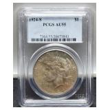 1924-S Slab Peace Dollar PCGS AU55