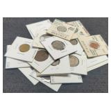 (19) Foreign Coins In Labeled 2x2 Inc/