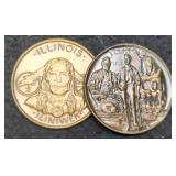 (2) Different Illinois Bicentennial Medallions