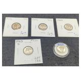 (5) Unc. M. Dimes 1943-P&D, 44-P&D, 45