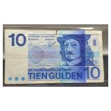 1968 Netherlands 10 Gulden Banknote