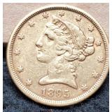 1895 $5 Gold Liberty Half Eagle AU
