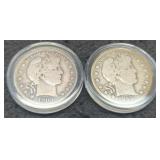 (2) Barber Half Dollars