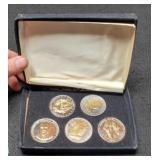 Cased Set Of 5 Dollar Size Presidential