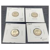 (4) XF Mercury Dimes 1940, 41-P,D,S