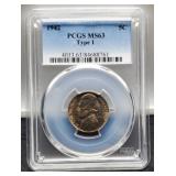 1942 Type 1 Slab Nickel PCGS MS63