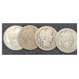 (4) Barber Quarters 1903, 05, 13, 15