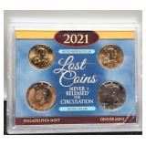 2021 "Lost Coins" Display Of 4 U.S. Coins