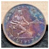 1904 Philippines 1 Centavo Nice Rainbow Patina