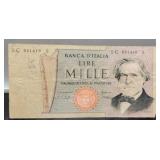 1969 Italy 1000 Lires Banknote