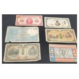 (6) Vintage Foreign Banknotes