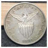 1904 Philippines 1 Peso Silver 90%/26.96 G