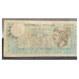 1976 Italy 500 Lire Banknote