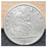 1858-O Liberty Seated Half Dollar VG8