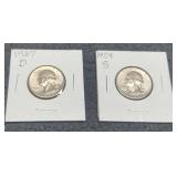 (2) BU W. Quarters 1954-S, 1957-D