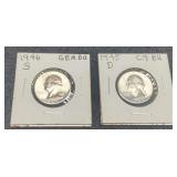 (2) BU W. Quarters 1945-D Choice BU,