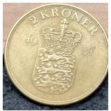 1951 Denmark 2 Kroner