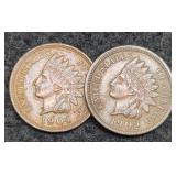 (2) XF Indian Head Cents 1902, 1904