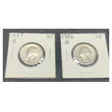 (2) XF W. Quarters 1936-S, 1937-S