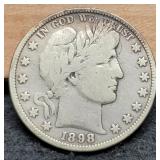 1898 Barber Half Dollar VG8