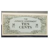 1942 Japan 10 Cents During Malaya Occupation Unc.