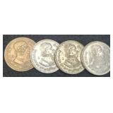 (4) Mexico Peso 10% Silver 1957, 58, 59, 60