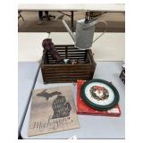 Home Decor, Wood Crate, Watering Can