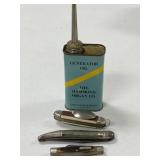 Oil Can and Pocket Knives