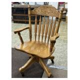 Oak Swivel Rolling Office Chair
