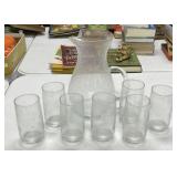 Pitcher and 7 Water Glasses