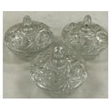 Pattern Glass Candy Dishes with Lids