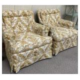 2 - Gold Upholstered Arm Chairs