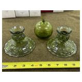 Pattern Glass Fruit and Candlesticks