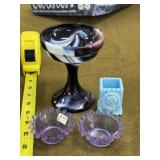 Art Glass, Purple Slag, Cameo Toothpick