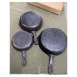 3 - Wagner Cast Iron Skillets